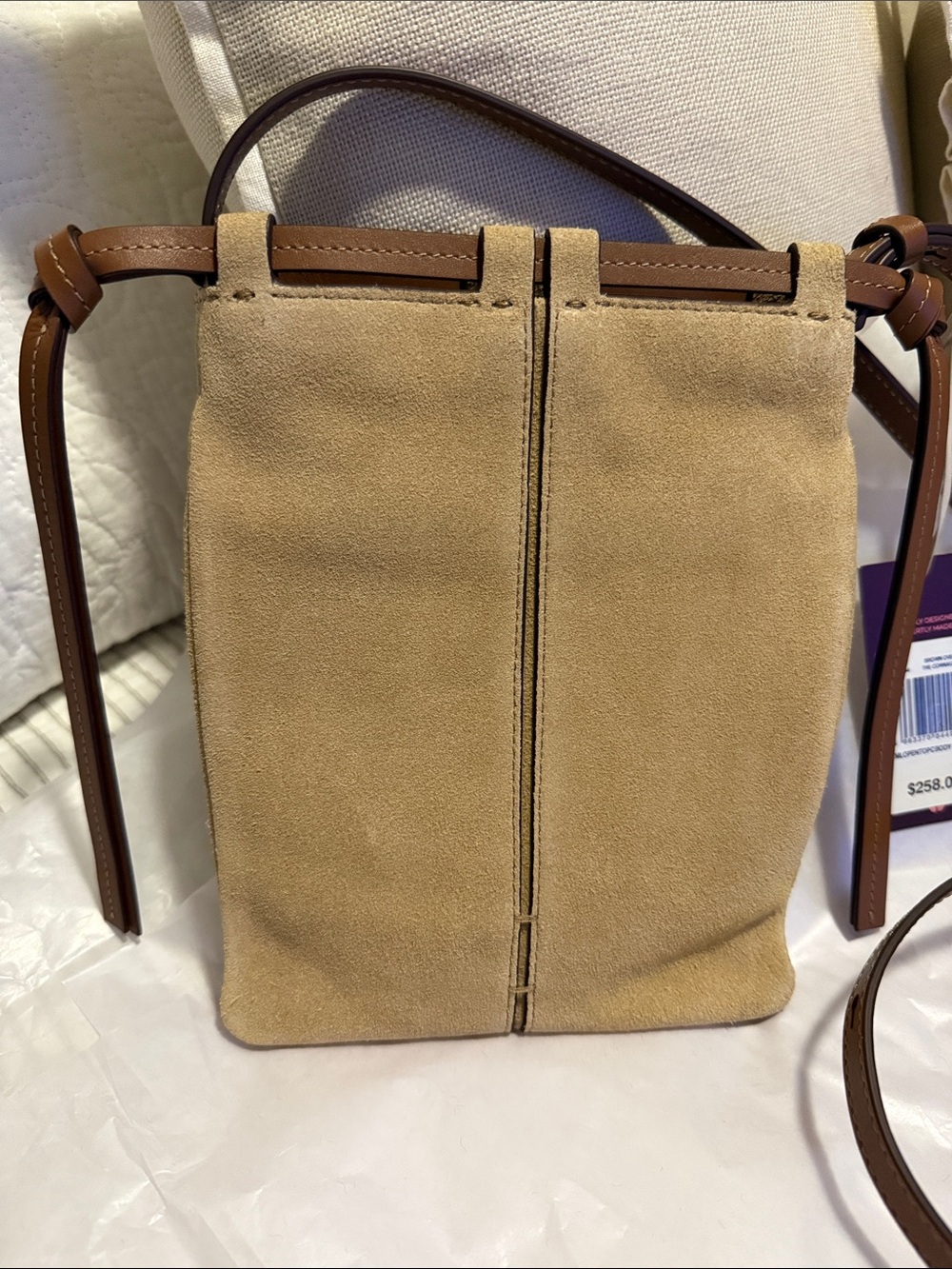 Radley London Suede Magnetic Closure Crossbody Bag in Tan. NEW Beautiful Soft.